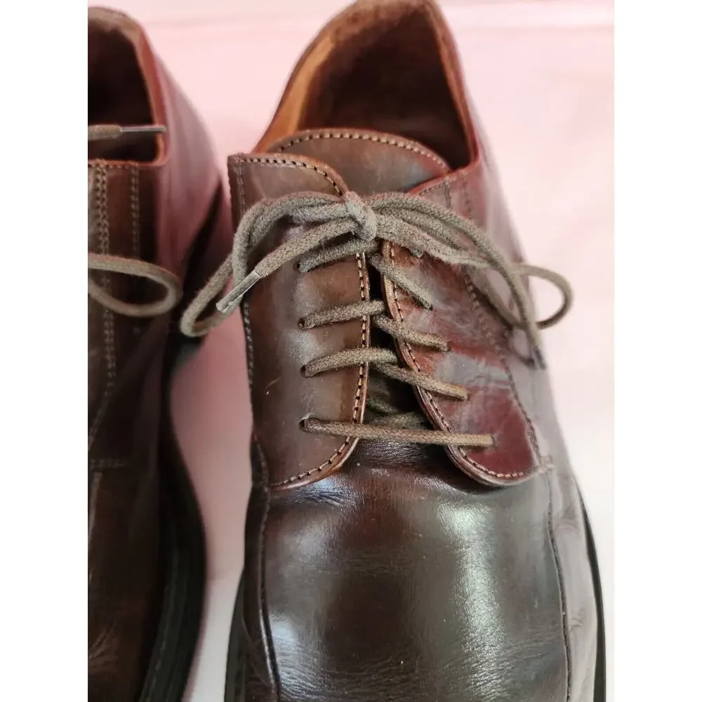 Johnston And Murphy Men's 10 M Handcrafted Italy Leather Oxford brown Shoes